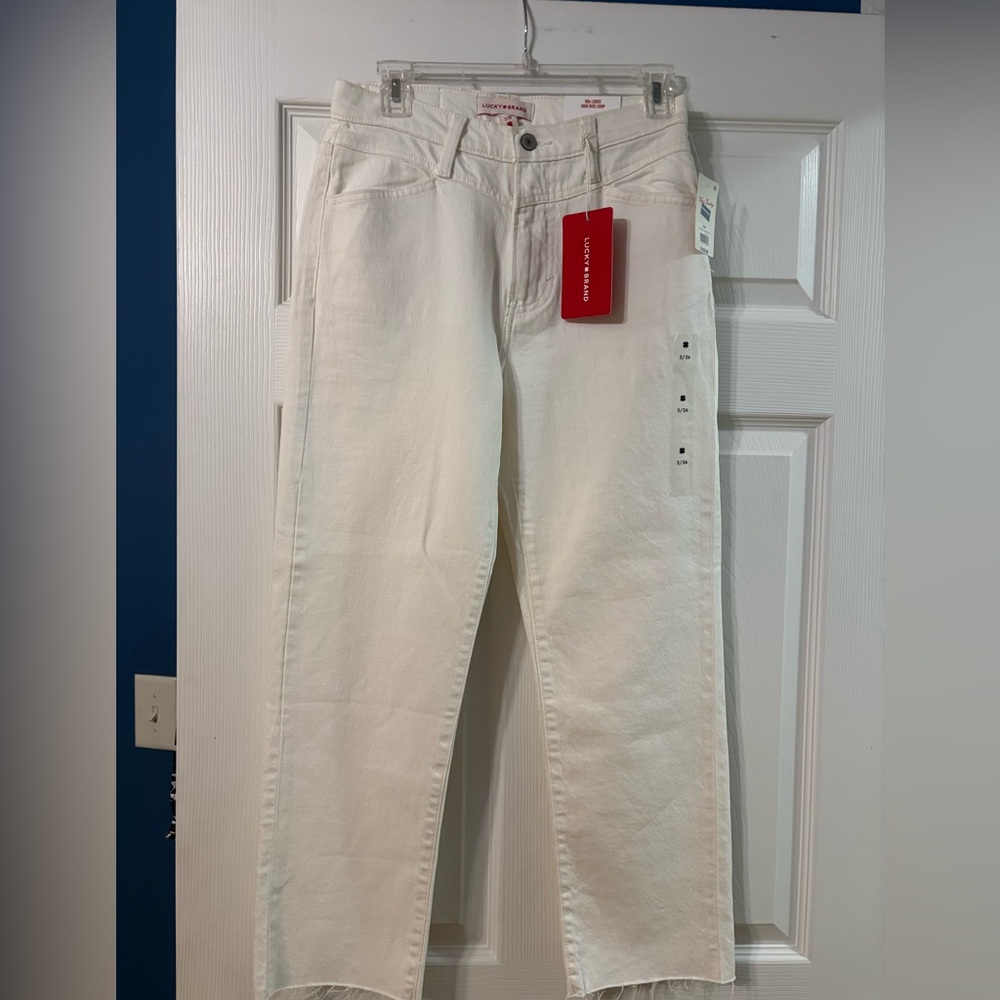 NWT Lucky Brand Women's Off-White Straight Leg Cropped Jeans